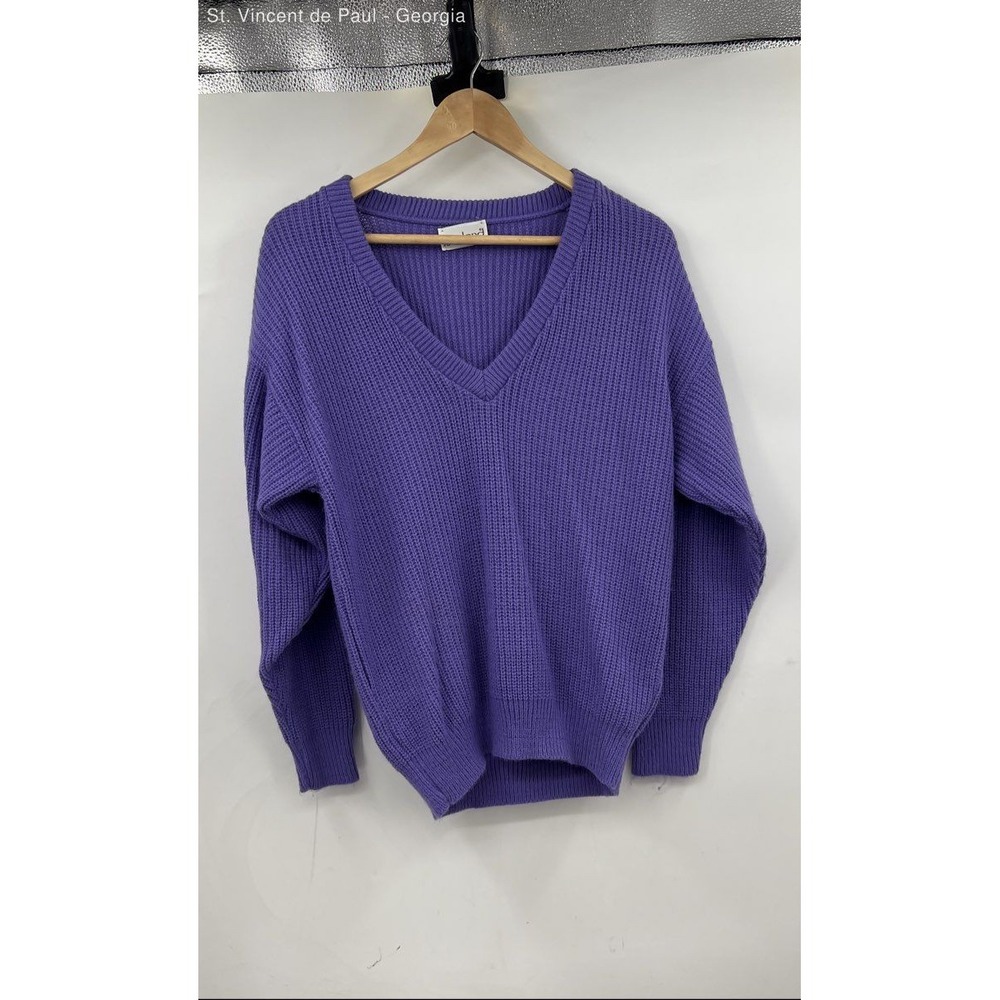 Garland Tight‎ Knit V-Neck Sweater Women's Medium Vintage Purple USA Made